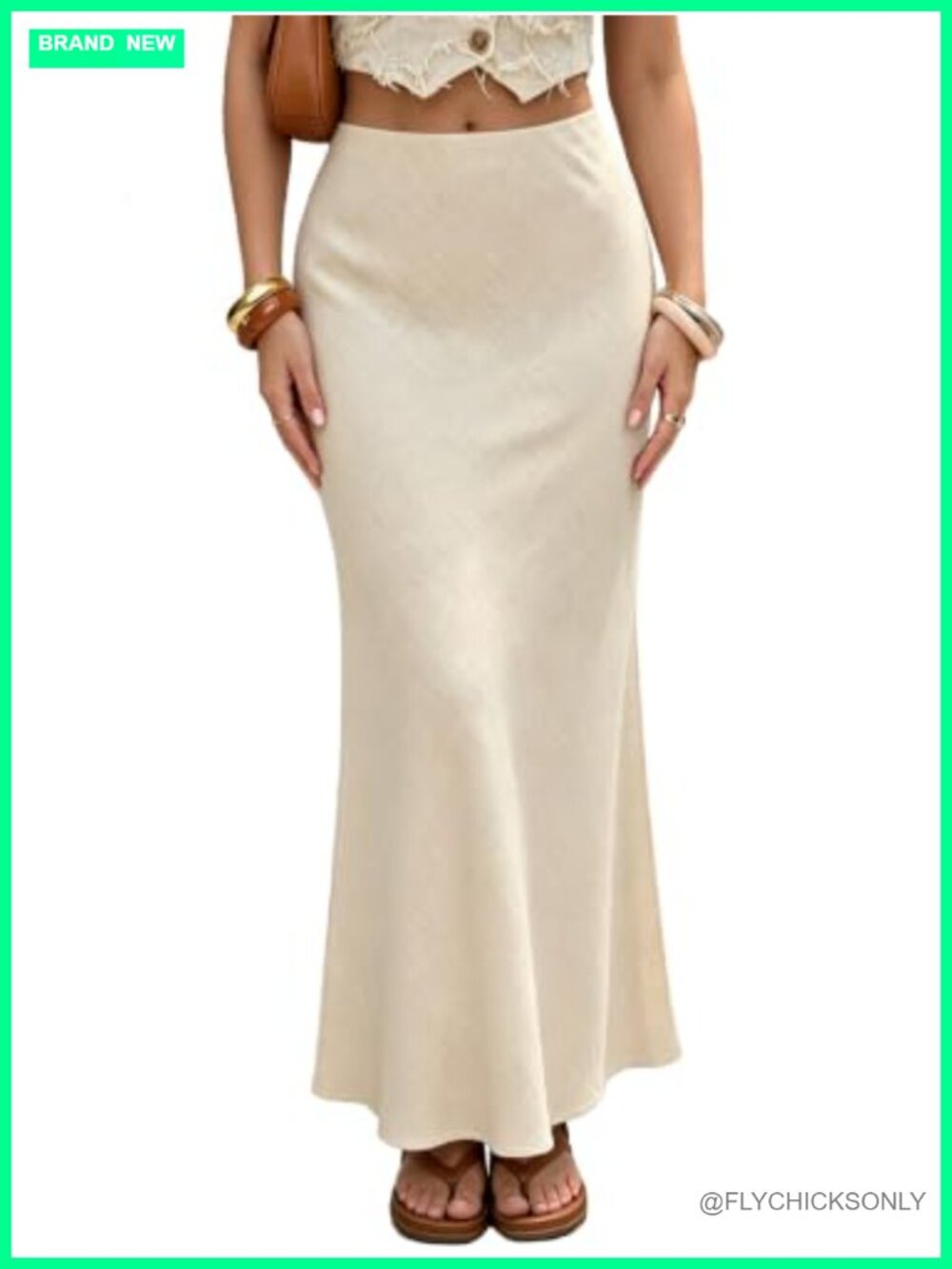 Linen Maxi Skirt Elastic Waist Flared Ankle-Length Long Skirt